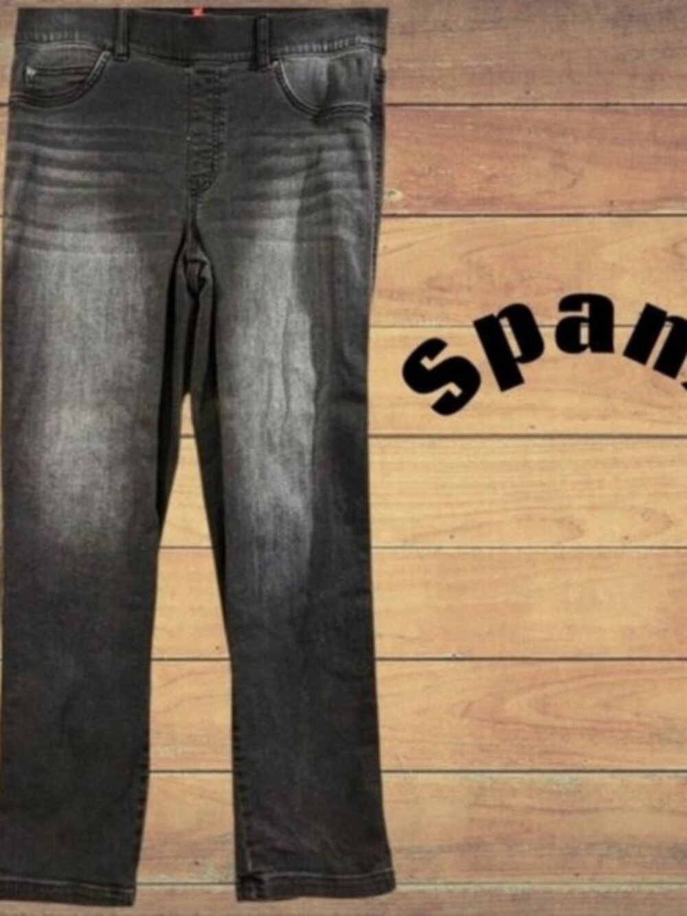Spanx SZ L Black Wash Pull On Stretch Slimming Shaping Casual Jeans Denim